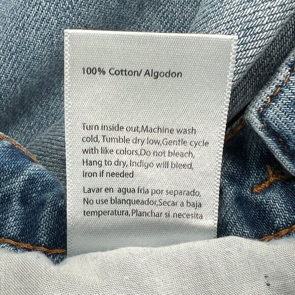 Risen Jeans Women's Cross‎ Over Distressed High Waist Straight Leg Jeans - Picture 10 of 10